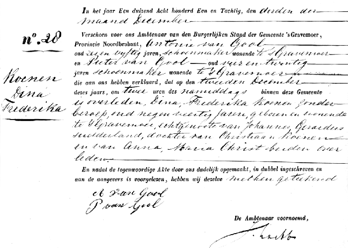 1881 ovl akte 28 Dina Frederika Koenen ev Johannes Gerardus